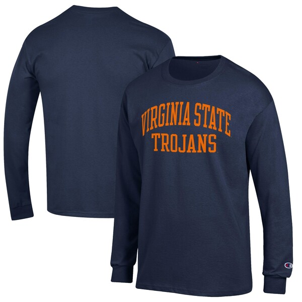 チャンピオン メンズ Tシャツ トップス Virginia State Trojans Champion Jersey Long Sleeve TShirt Navy