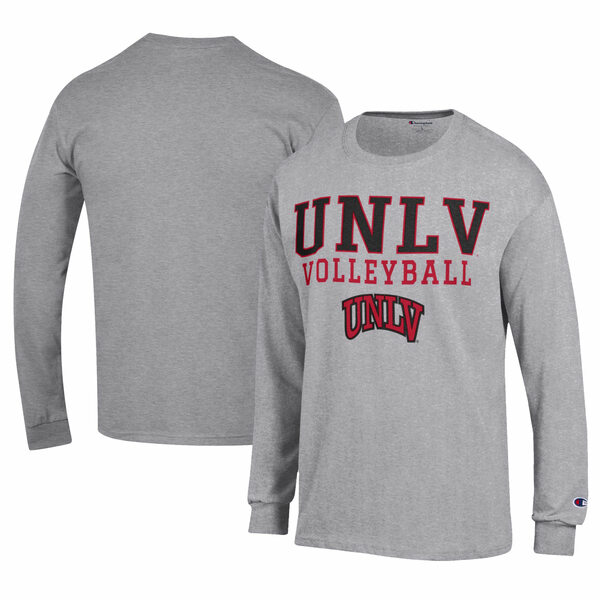 チャンピオン メンズ Tシャツ トップス UNLV Rebels Champion Stacked Logo Volleyball Jersey Long Sleeve TShirt Gray