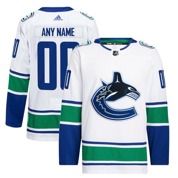 アディダス メンズ ユニフォーム トップス Vancouver Canucks adidas Away Primegreen Authentic Custom Jersey White