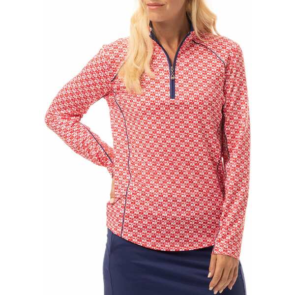 T \C fB[X Vc gbvX SanSoleil Women's Sunglow Long Sleeve Mock Neck Shirt Cherry Pie