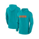 ナイキ メンズ シャツ トップス Men's Aqua Miami Dolphins Sideline Hoodie Performance Long Sleeve T-Shirt Aqua(4)