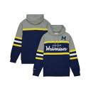 ミッチェル&ネス メンズ パーカー・スウェットシャツ アウター Men's Navy Michigan Wolverines Head Coach Pullover Hoodie Navy