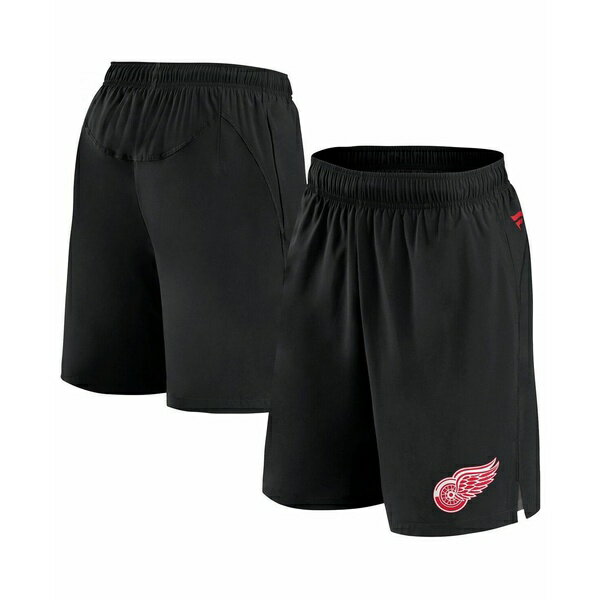 ファナティクス メンズ カジュアルパンツ ボトムス Men's Black Detroit Red Wings Authentic Pro Tech Shorts Black