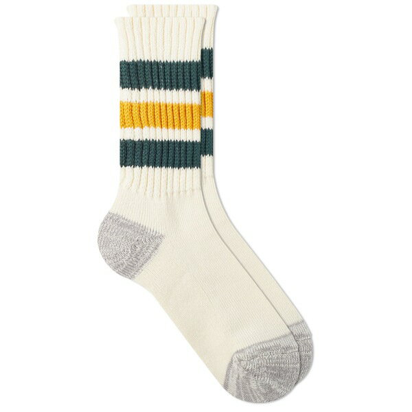 ロトト メンズ 靴下 アンダーウェア RoToTo Coarse Rib Old School Crew Sock Green