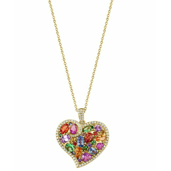 エフィー コレクション レディース ネックレス・チョーカー・ペンダントトップ アクセサリー EFFY&reg; Multi-Gemstone (3-3/4 ct. t.w.) & Diamond (1/3 ct. t.w.) Heart Cluster 18