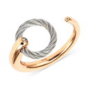 シャリオール レディース リング アクセサリー White Topaz Accent Two-Tone Circle Cuff Ring in Stainless Steel and Rose Gold-Tone PVD Stainless Steel Two-Tone