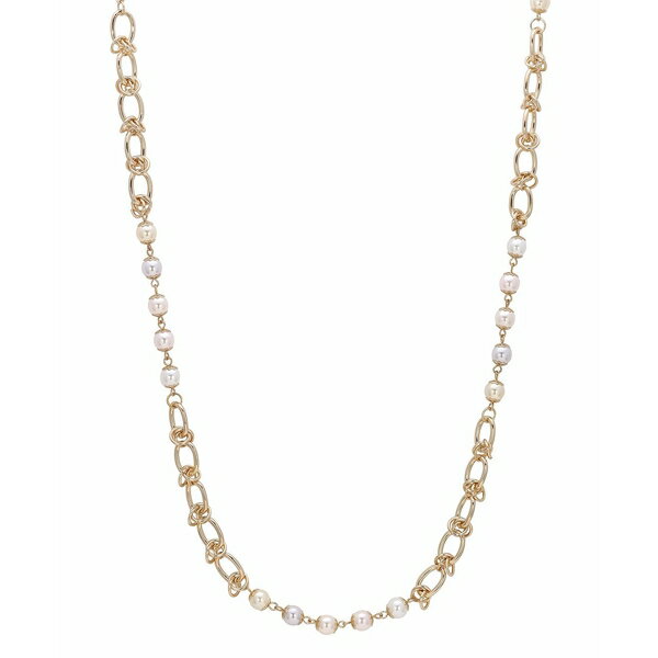 2028 fB[X lbNXE`[J[Ey_ggbv ANZT[ Gold-Tone Multi-Color Imitation Pearl Chain Strand Necklace White