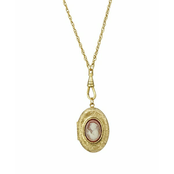 2028 fB[X lbNXE`[J[Ey_ggbv ANZT[ Women's Gold Tone Oval Carnelian Cameo Locket Necklace Orange