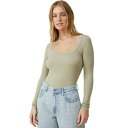 コットンオン レディース カットソー トップス Women's Staple Rib Scoop Neck Long Sleeve Top Desert Sage