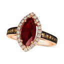 @ fB[X O ANZT[ Pomegranate Garnet (2 ct. t.w.) & Diamond (1/2 ct. t.w.) Halo Ring in 14k Rose Gold 14K Strawberry Gold Ring