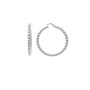 uJt[h} fB[X sAXCO ANZT[ Rhodium Satin Beaded Hoop Earrings Silver