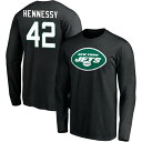 ファナティクス メンズ Tシャツ トップス New York Jets Fanatics Branded Team Authentic Personalized Name & Number Long Sleeve TShirt Hennessy,Thomas-42