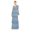 }bN_K fB[X s[X gbvX Women's Embellished Bell Sleeve Tiered Gown Blue