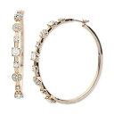 ジバンシー レディース ピアス＆イヤリング アクセサリー Crystal Pav eacute Medium Hoop Earrings, 1.7 Gold