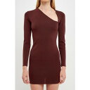 GhX[Y fB[X s[X gbvX Women's Cut out Long Sleeve Mini Dress Brown