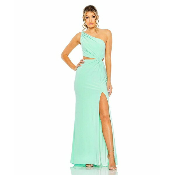 ޥå ǥ ԡ ȥåץ Women's Ieena One Shoulder Ruched Cut Out Jersey Gown Mint