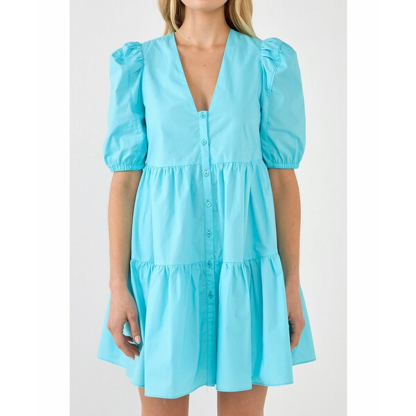 イングリッシュファクトリー レディース ワンピース トップス Women 039 s V-neck Button Down Babydoll Dress Blue