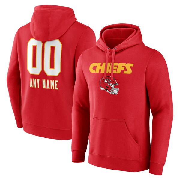 եʥƥ  ѡåȥ  Kansas City Chiefs Fanatics Branded Personalized Name &Number Team Wordmark Pullover Hoodie Red