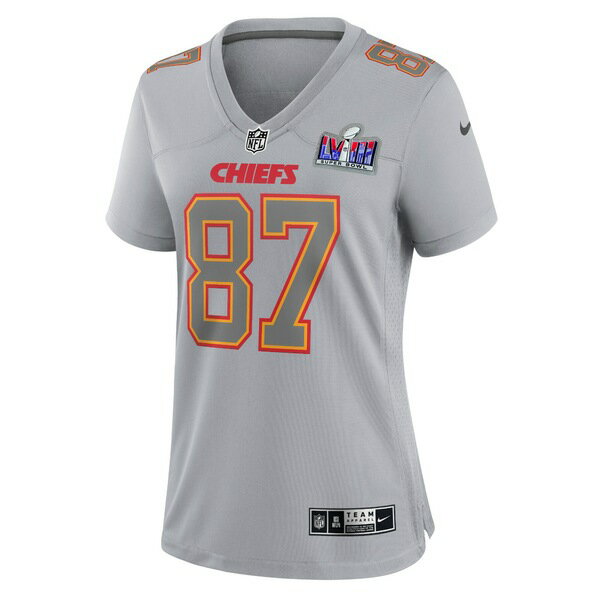 iCL fB[X jtH[ gbvX Travis Kelce Kansas City Chiefs Nike Women's Super Bowl LVIII Atmosphere Fashion Game Jersey Gray