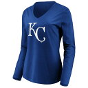 եʥƥ ǥ T ȥåץ Kansas City Royals Fanatics Branded Women's Official Logo Long Sleeve VNeck TShirt Royal