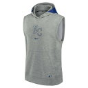 ナイキ メンズ パーカー スウェットシャツ アウター Kansas City Royals Nike Authentic Collection Early Work Performance Sleeveless Pullover Hoodie Heather Gray