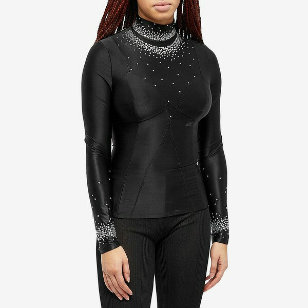 パコ・ラバンヌ レディース Tシャツ トップス Paco Rabanne High Neck Crystal Top Black