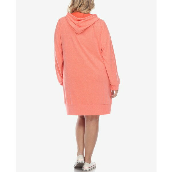 ホワイトマーク レディース ワンピース トップス Plus Size Hoodie Sweatshirt Dress Coral