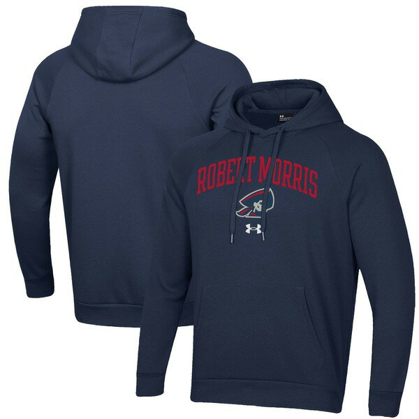 アンダーアーマー メンズ パーカー・スウェットシャツ アウター Robert Morris Colonials Under Armour All Day Fleece Pullover Hoodie Navy