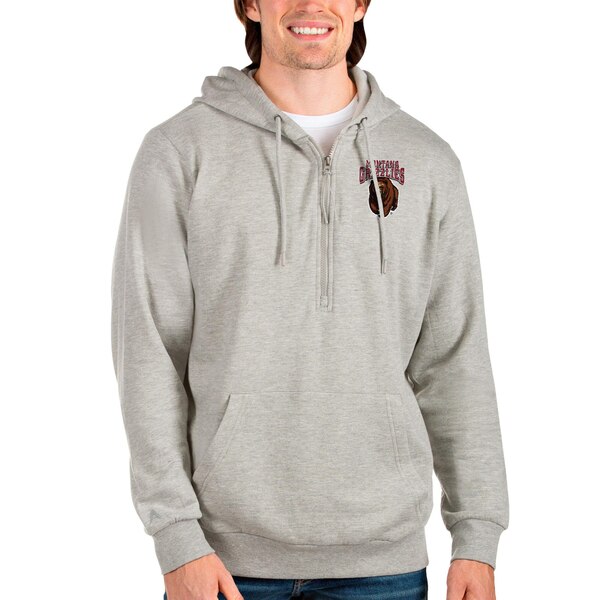 アンティグア メンズ ジャケット＆ブルゾン アウター Montana Grizzlies Antigua Action QuarterZip Pullover Hoodie Heathered Gray