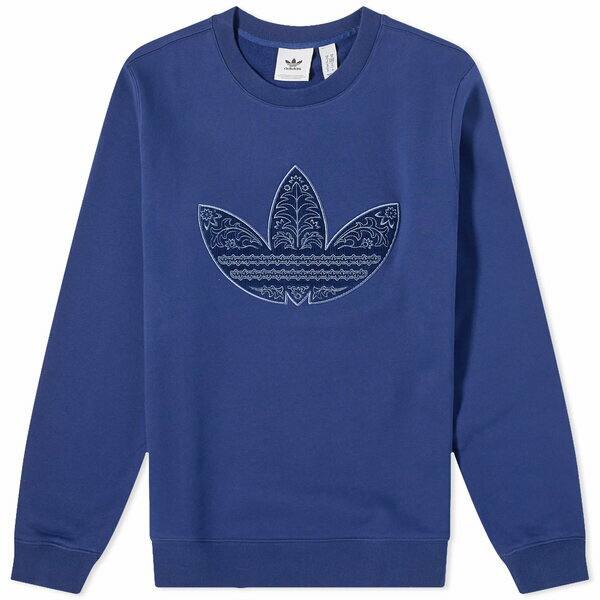 アディダス メンズ パーカー・スウェットシャツ アウター Adidas Corduroy Appliqu Sweatshirt Blue