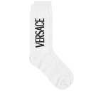 versace ヴェルサーチ メンズ 靴下 アンダーウェア Versace Logo Sock White