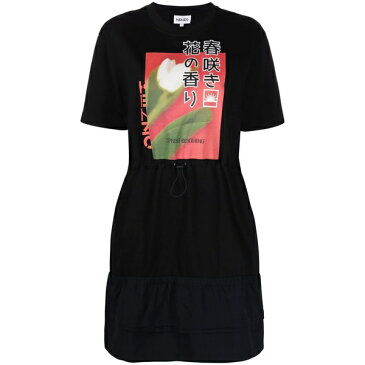 ケンゾー レディース ワンピース トップス グラフィック Tシャツワンピース Black Ming