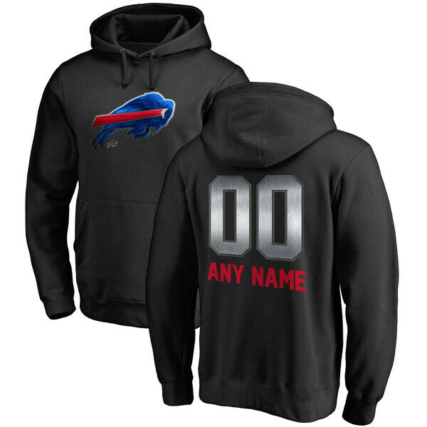 ファナティクス メンズ パーカー・スウェットシャツ アウター Buffalo Bills NFL Pro Line by Fanatics Branded Personalized Midnight Mascot Pullover Hoodie Black 1