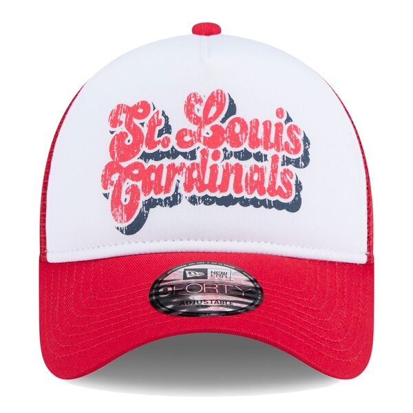 j[G fB[X Xq ANZT[ St. Louis Cardinals New Era Women's Throwback Team Foam Front AFrame Trucker 9FORTY Adjustable Hat White/Red