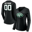 t@ieBNX fB[X TVc gbvX New York Jets Fanatics Branded Women's Team Authentic Personalized Name & Number Long Sleeve VNeck TShirt Black