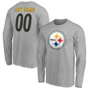 ファナティクス メンズ Tシャツ トップス Pittsburgh Steelers Fanatics Branded Team Authentic Custom Long Sleeve TShirt Gray