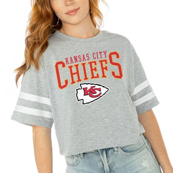 ゲームデイ レディース Tシャツ トップス Kansas City Chiefs Gameday Couture Women's Gridiron Glam Cropped TShirt Gray