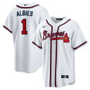 ナイキ メンズ ユニフォーム トップス Ozzie Albies Atlanta Braves Nike Home Replica Player Name Jersey White