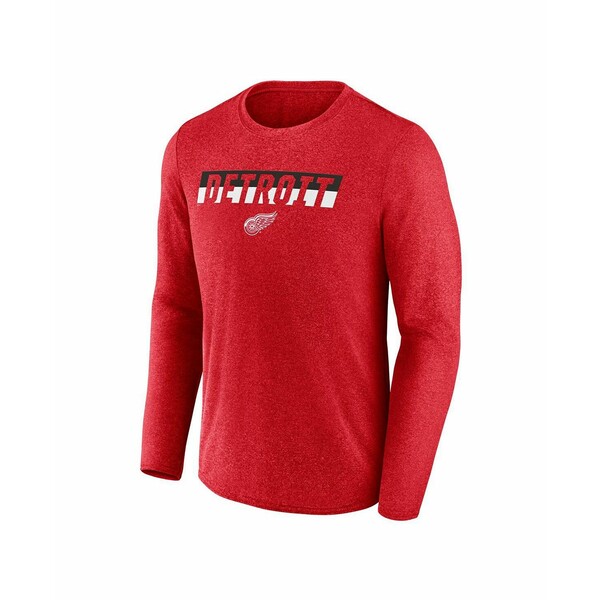 ファナティクス メンズ シャツ トップス Men's Heather Red Detroit Red Wings Transition Long Sleeve T-Shirt Heather Red