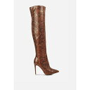 ロンンドンラグ レディース ブーツ シューズ Women's Catalina Snake Print Stiletto Knee Boots Brown
