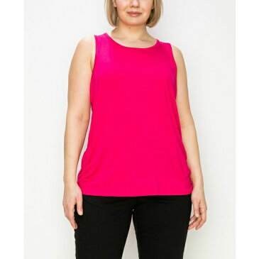 コイン1804 レディース カットソー トップス Plus Size Scoop Neck Side Ruched Tank Top Hot Pink