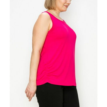 コイン1804 レディース カットソー トップス Plus Size Scoop Neck Side Ruched Tank Top Hot Pink