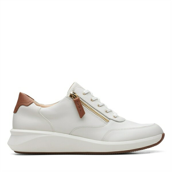 クラークス レザースニーカー レディース 【送料無料】 クラークス レディース スニーカー シューズ Clarks Un Rio Zip Ld09 White Leather