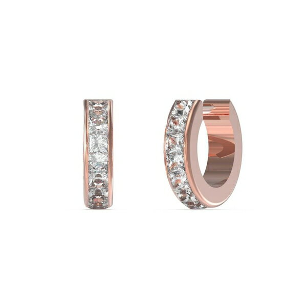 【送料無料】 ゲス レディース ピアス＆イヤリング アクセサリー Ladies Guess Rose Gold Crystal Huggie Earrings Pink