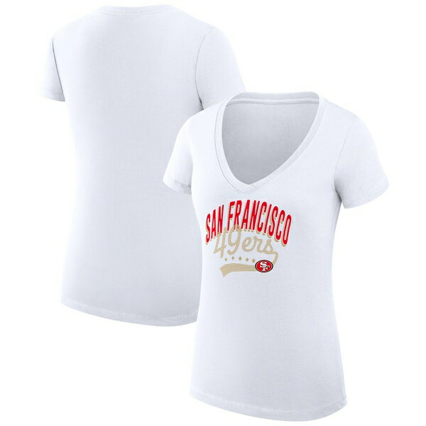 カールバンクス レディース Tシャツ トップス San Francisco 49ers GIII 4Her by Carl Banks Women's Filigree Logo Lightweight VNeck Fitted TShirt White