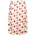 カイト レディース スカート ボトムス Pleated Midi Skirt Cream Red