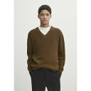 マッシモ ドゥッティ メンズ サンダル シューズ TEXTURED V-NECK - Jumper - brown