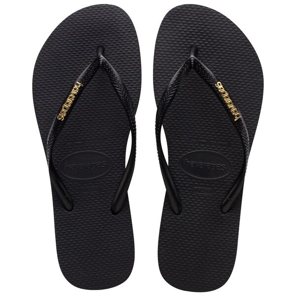 ハワイアナス 【送料無料】 ハワイアナス レディース サンダル シューズ Havaianas Slim L Met Ld33 Black/Gold