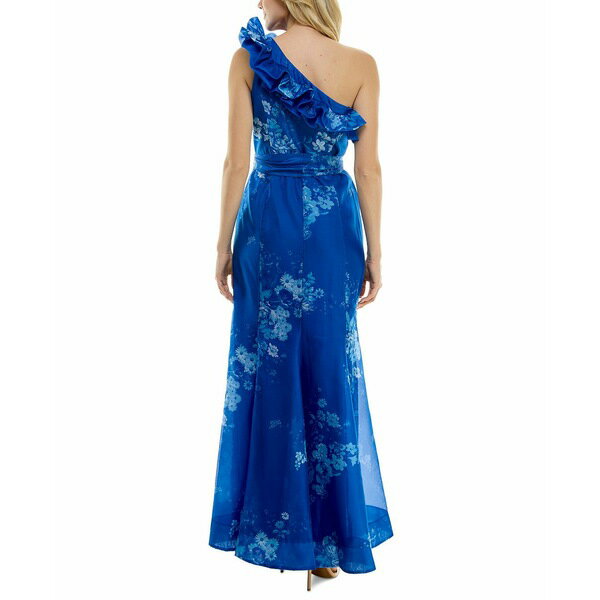 楽天astyテイラー レディース ワンピース トップス Women's Ruffled One-Shoulder Organza Gown Sapphire/Blue