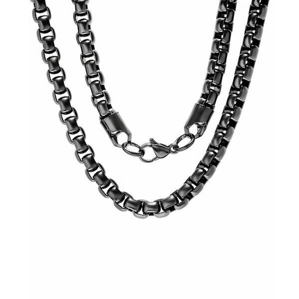 XeB[^C fB[X lbNXE`[J[Ey_ggbv ANZT[ Men's Black Ion-Plated Box Chain 24